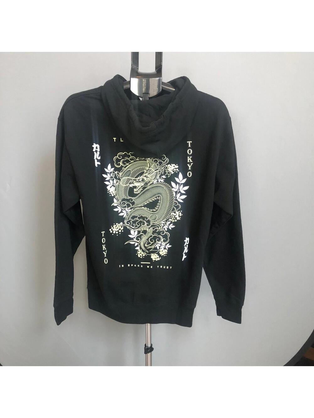 TunerCult Tokyo Dragon Hoodie Men's Medium Black Pullover Streetwear JDM